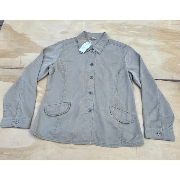 J Jill Women's Brown W/ Pockets Collared Button Down Long Sleeve Jacket, Size‎ M - Picture 1 of 7